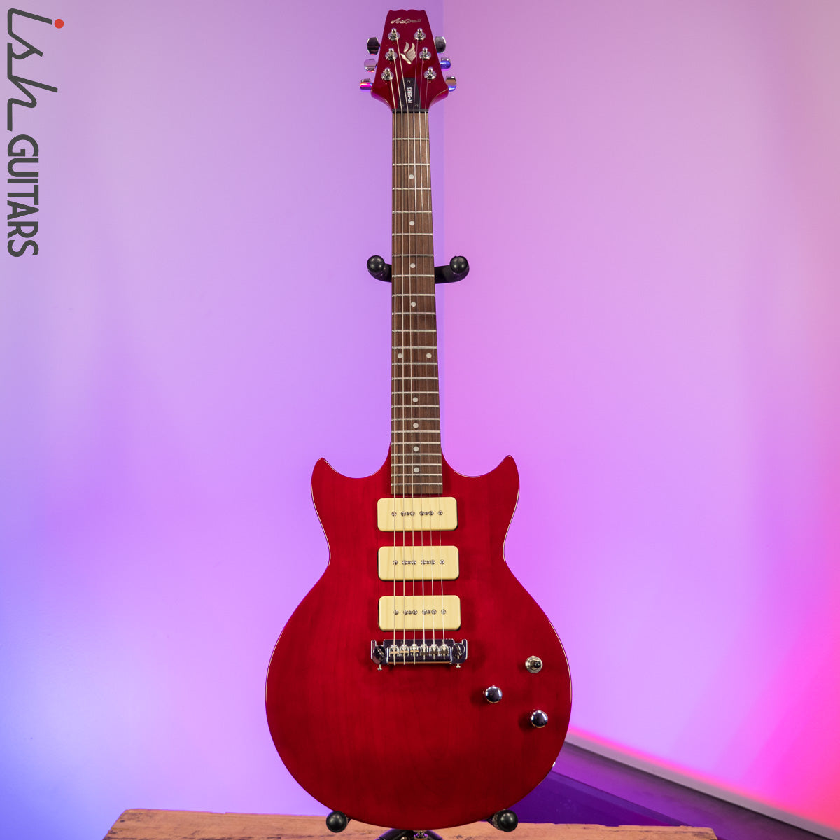 Aria Pro II PE Series Double Cutaway P90 Pickups Translucent Red