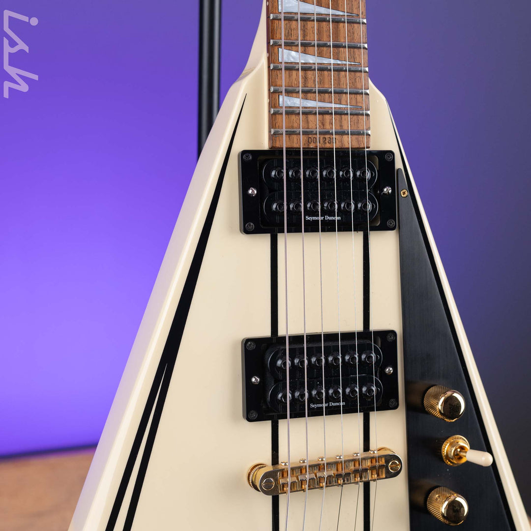 1991 Jackson USA Randy Rhoads V Antique White w/ Black Pinstripes