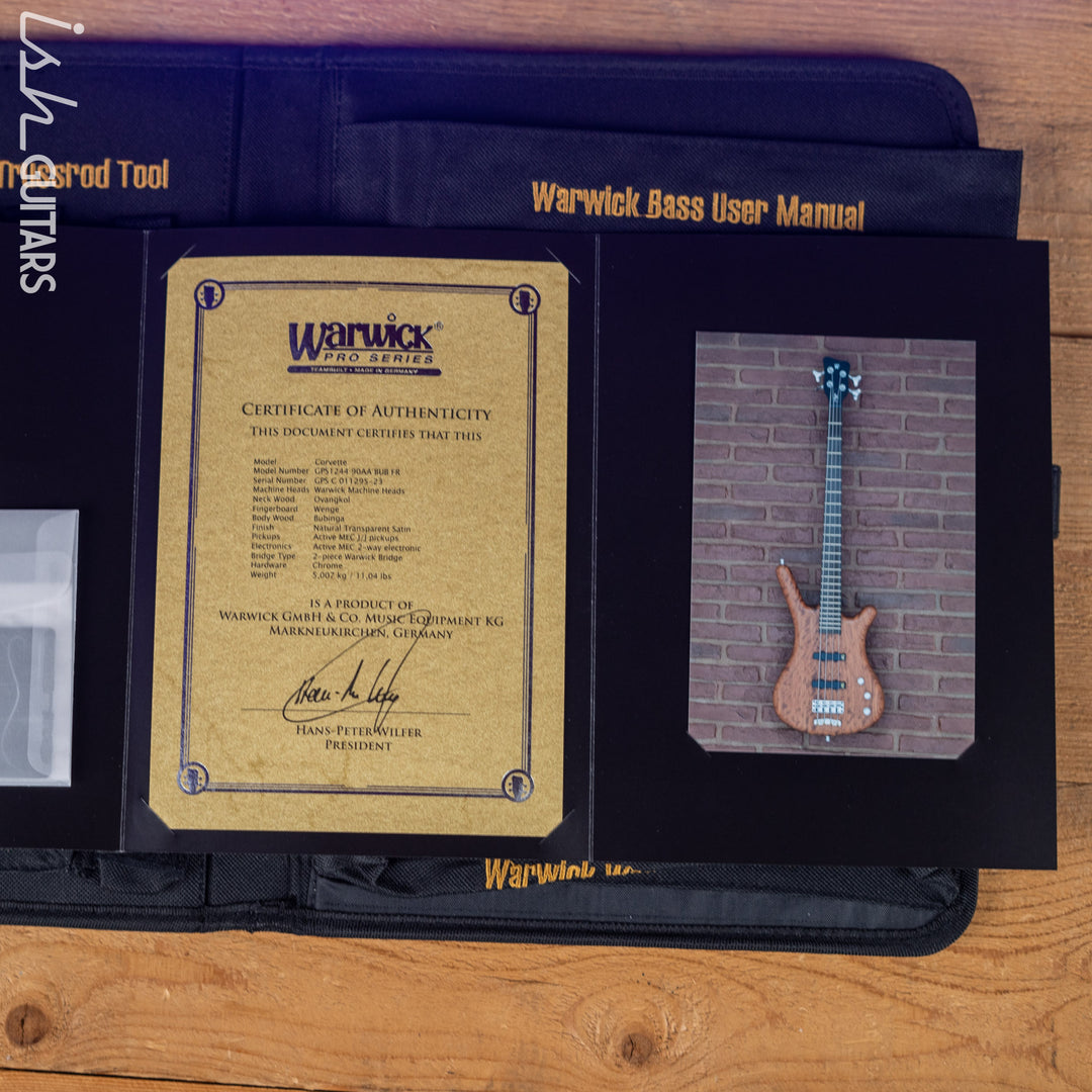 Warwick Teambuilt Pro Series Corvette 4-String Natural Bubinga Transparent Satin