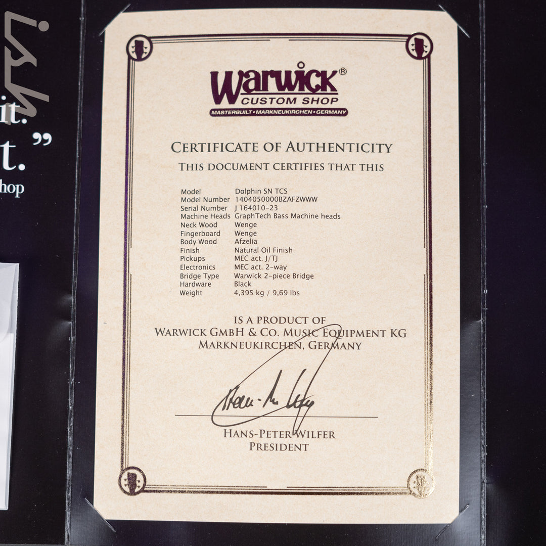 Ish x Warwick Dolphin SN TCS Custom Shop Endangered Species 4-String Bass Wenge Fretboard