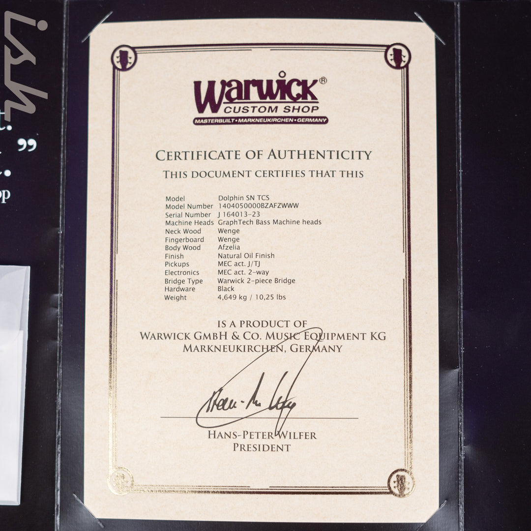 Ish x Warwick Dolphin SN TCS Custom Shop Endangered Species 4-String Bass Wenge Fretboard