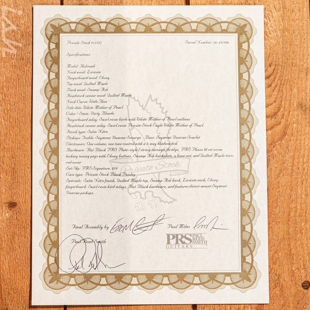 PRS Private Stock Holcomb Dirty Blonde