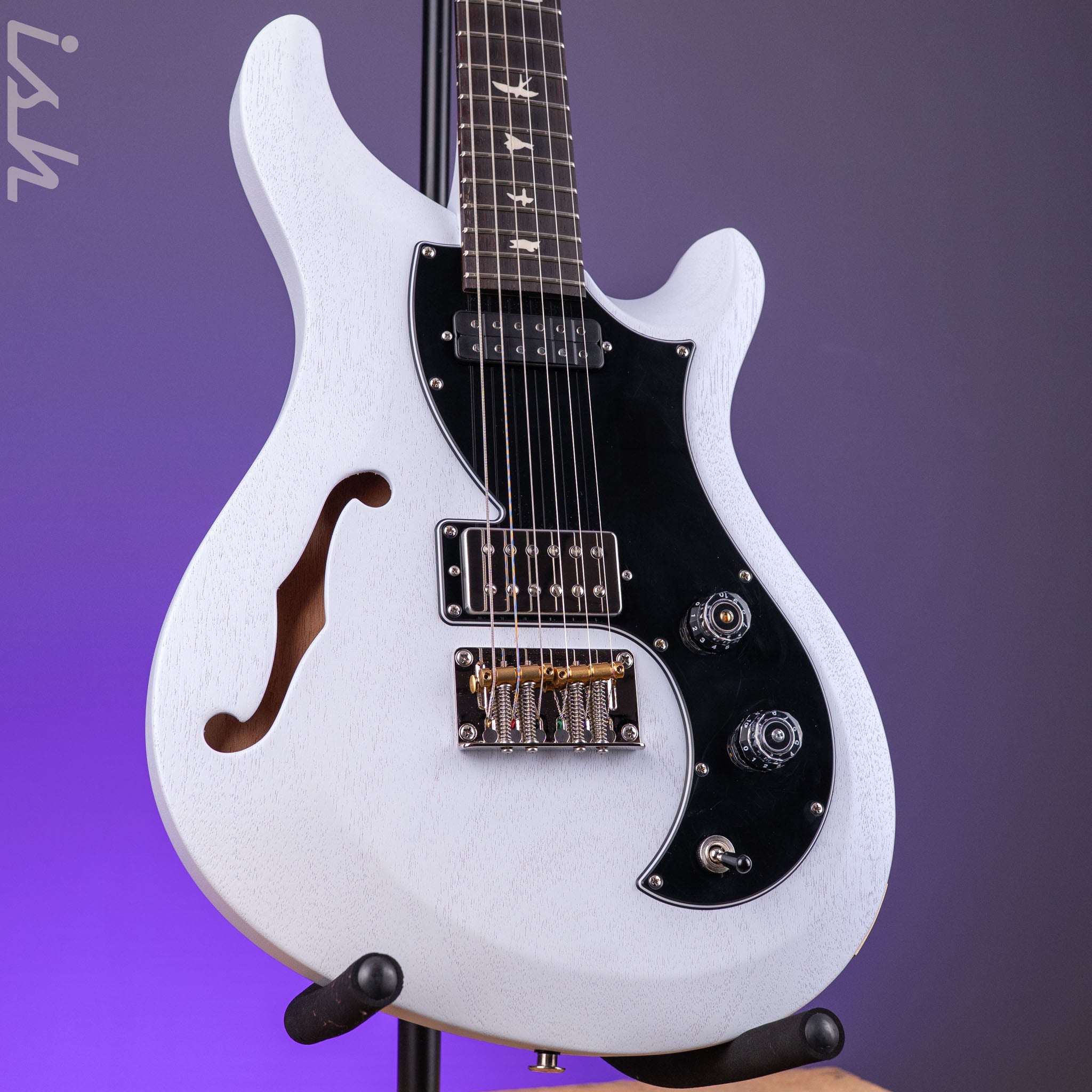 2025 PRS S2 Vela Semi-Hollow Pearl White Satin w/ Locking Tuners