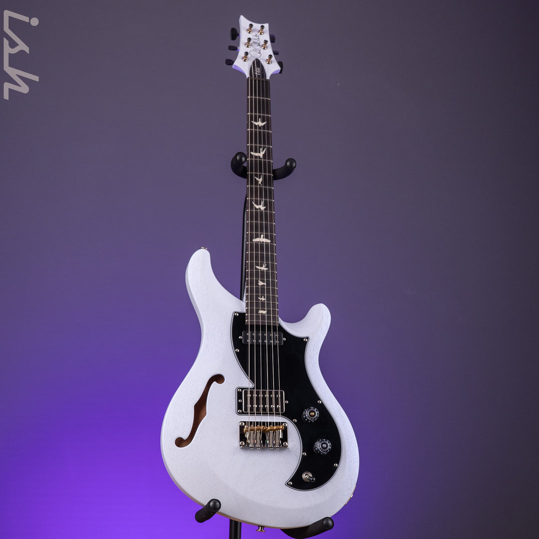 2025 PRS S2 Vela Semi-Hollow Pearl White Satin w/ Locking Tuners