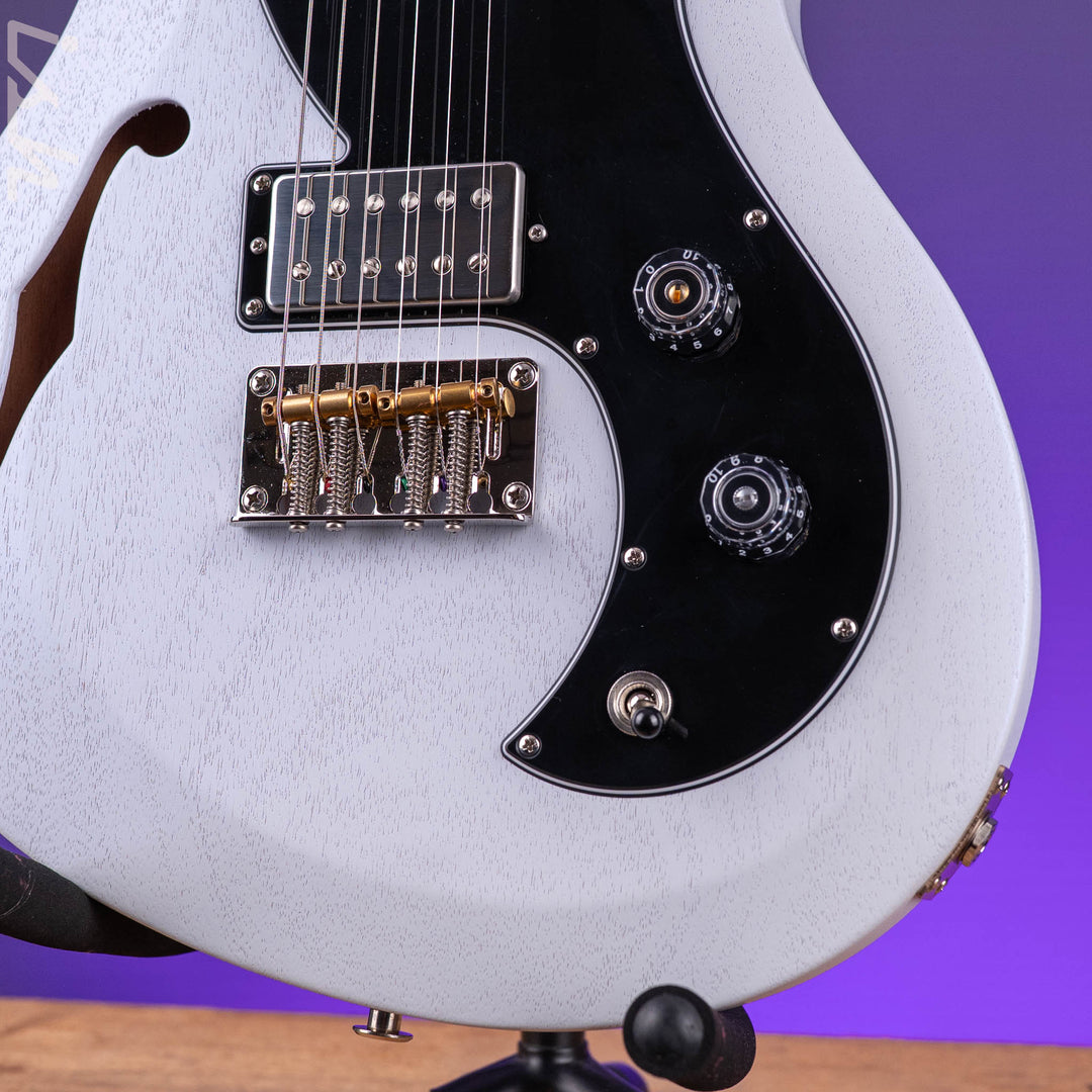 2025 PRS S2 Vela Semi-Hollow Pearl White Satin w/ Locking Tuners