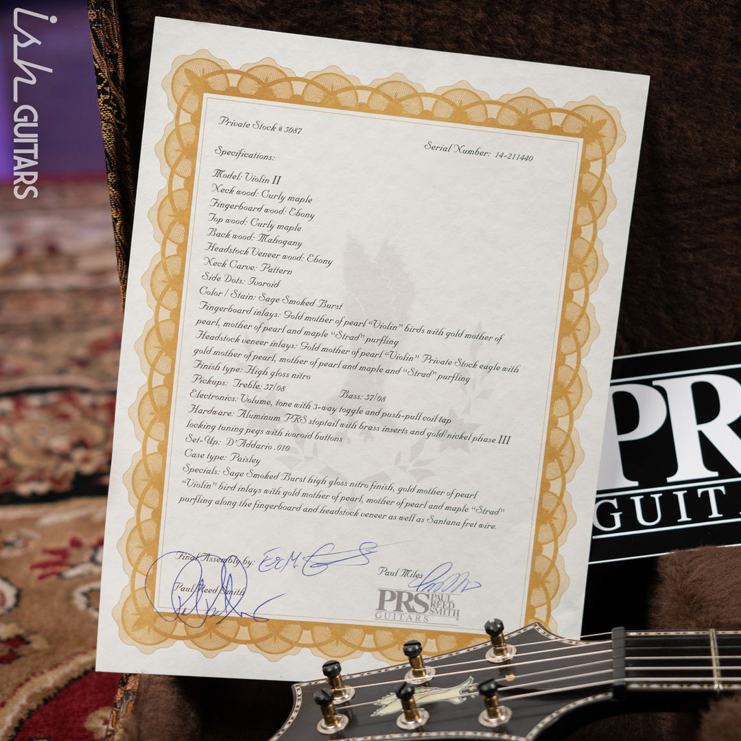 2014 PRS Private Stock Violin II Sage Smoked Burst
