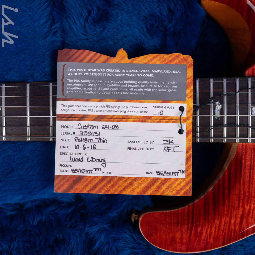 2016 PRS Wood Library Custom 24-08 10-Top Grey Black to Fire Red Fade