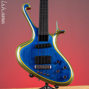 2020 Ritter Raptor 4 String Bass Guitar Blue Yellow High Density Ply