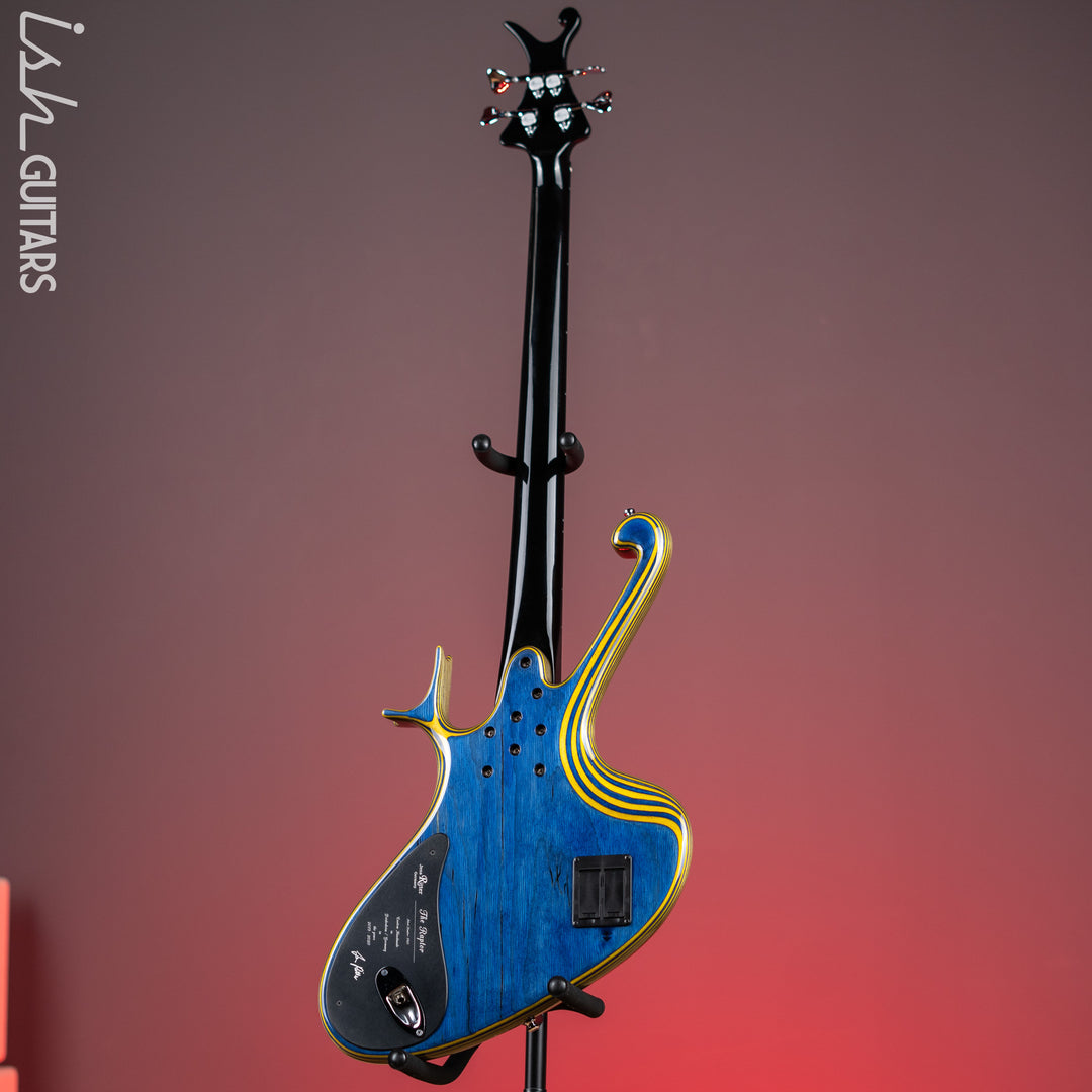 2020 Ritter Raptor 4 String Bass Guitar Blue Yellow High Density Ply