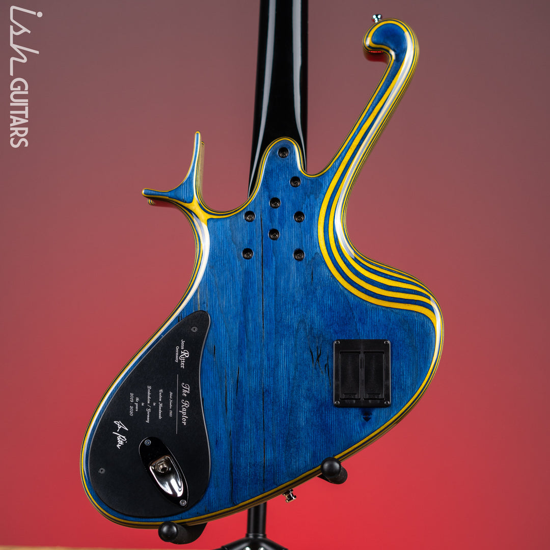 2020 Ritter Raptor 4 String Bass Guitar Blue Yellow High Density Ply