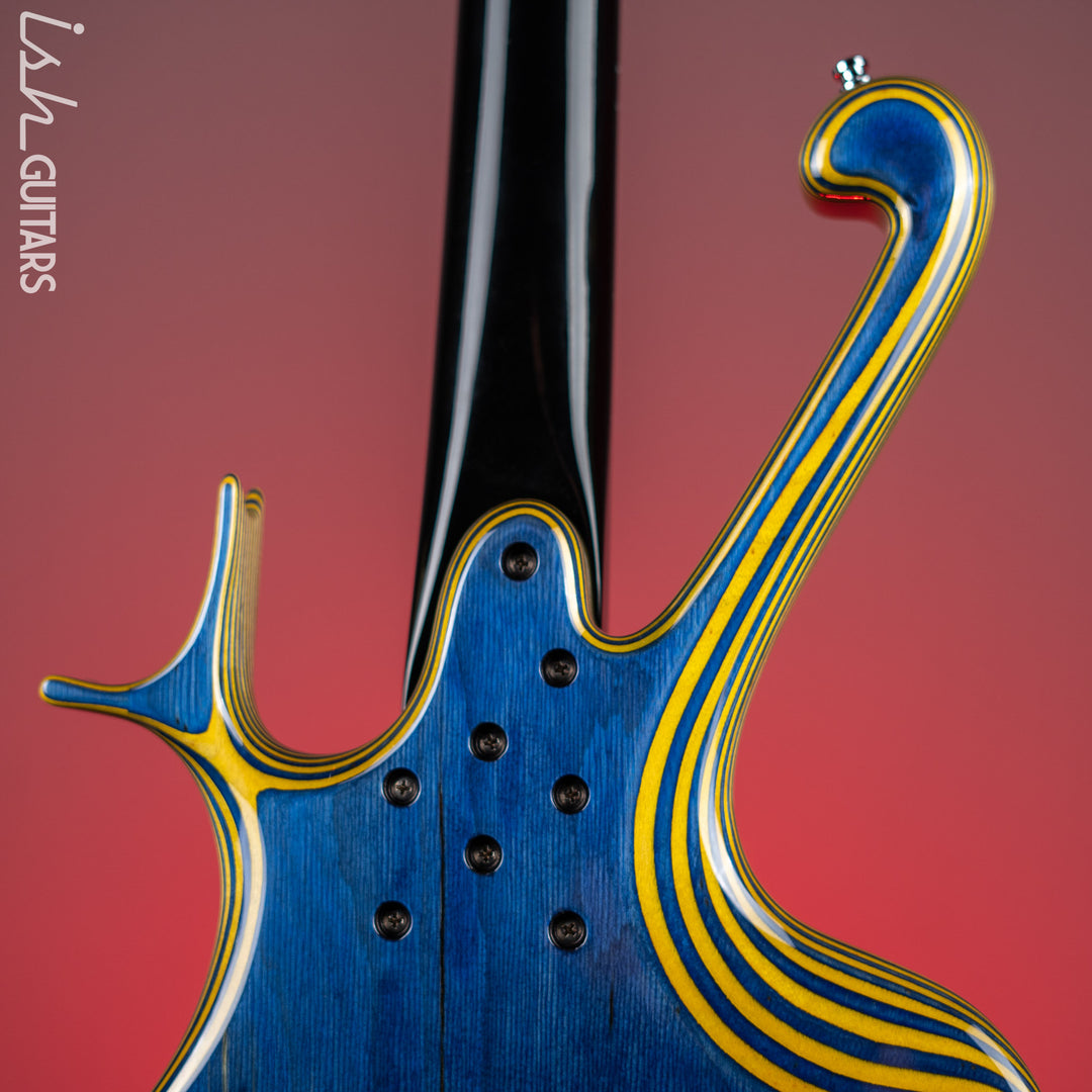 2020 Ritter Raptor 4 String Bass Guitar Blue Yellow High Density Ply