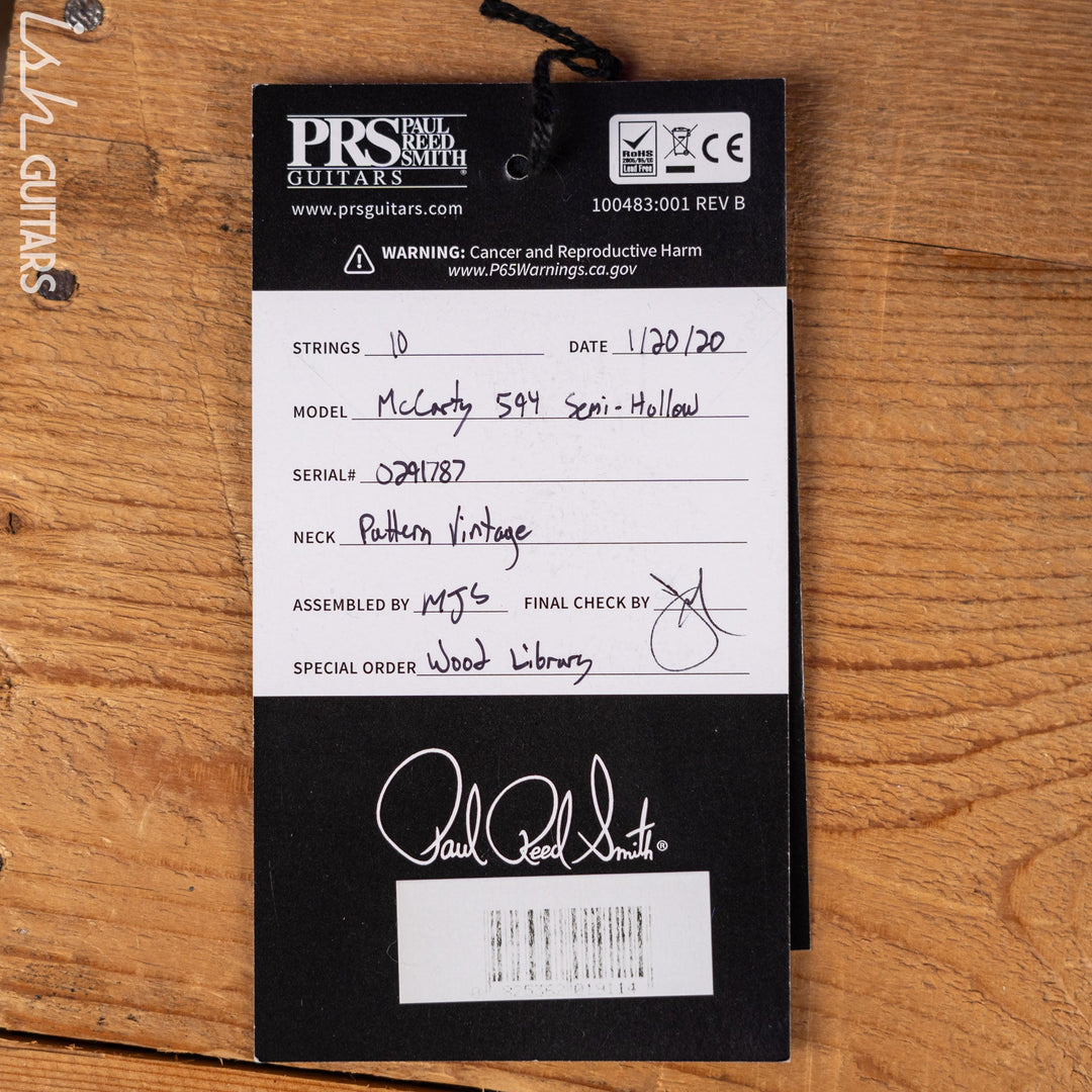 2020 PRS Wood Library McCarty 594 Semi-Hollow Jade