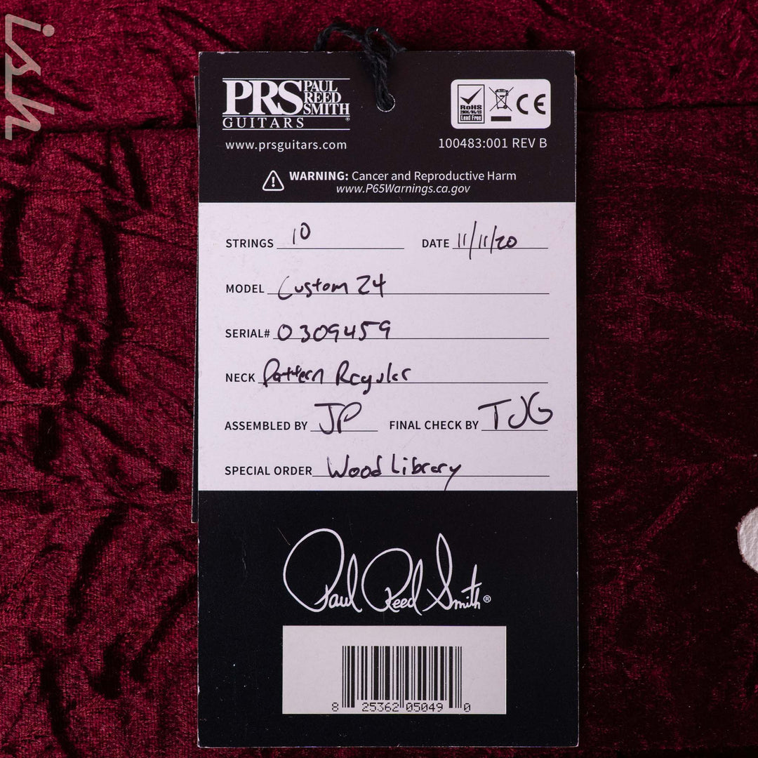 2020 PRS Custom 24 Wood Library Laguna Artist Top