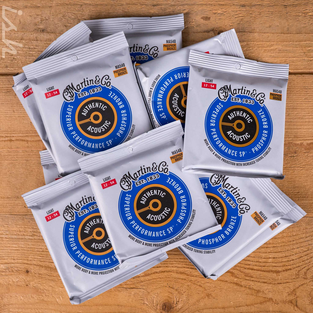 Martin MA540 12-54 Light 10-Pack Authentic Acoustic SP 92/8 Phosphor Bronze Guitar Strings