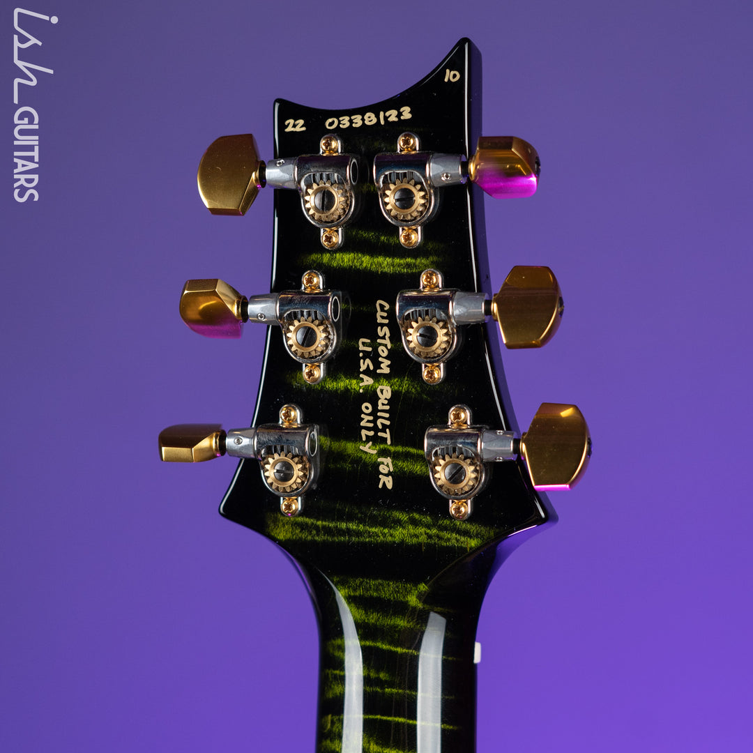 2022 PRS Wood Library Modern Eagle V 10-Top Quilt Jade Green Smoked Burst Wrap