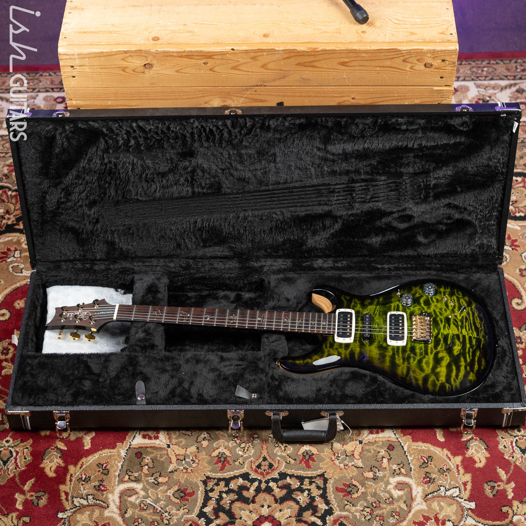 2022 PRS Wood Library Modern Eagle V 10-Top Quilt Jade Green Smoked Burst Wrap