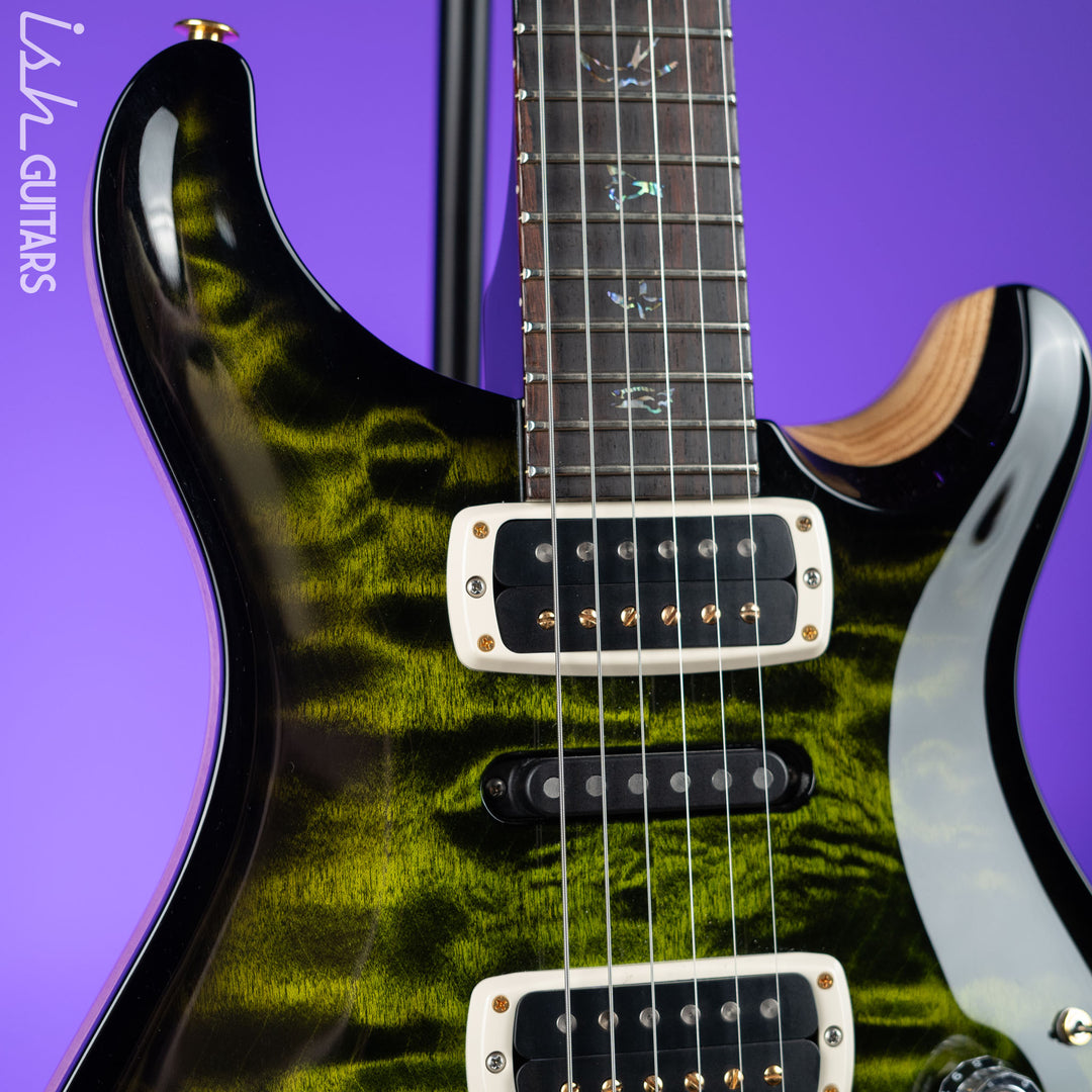 2022 PRS Wood Library Modern Eagle V 10-Top Quilt Jade Green Smoked Burst Wrap