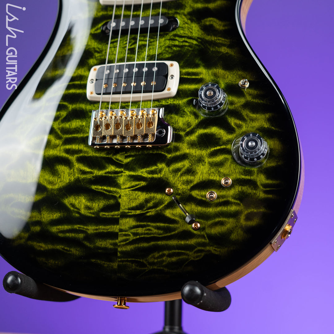 2022 PRS Wood Library Modern Eagle V 10-Top Quilt Jade Green Smoked Burst Wrap