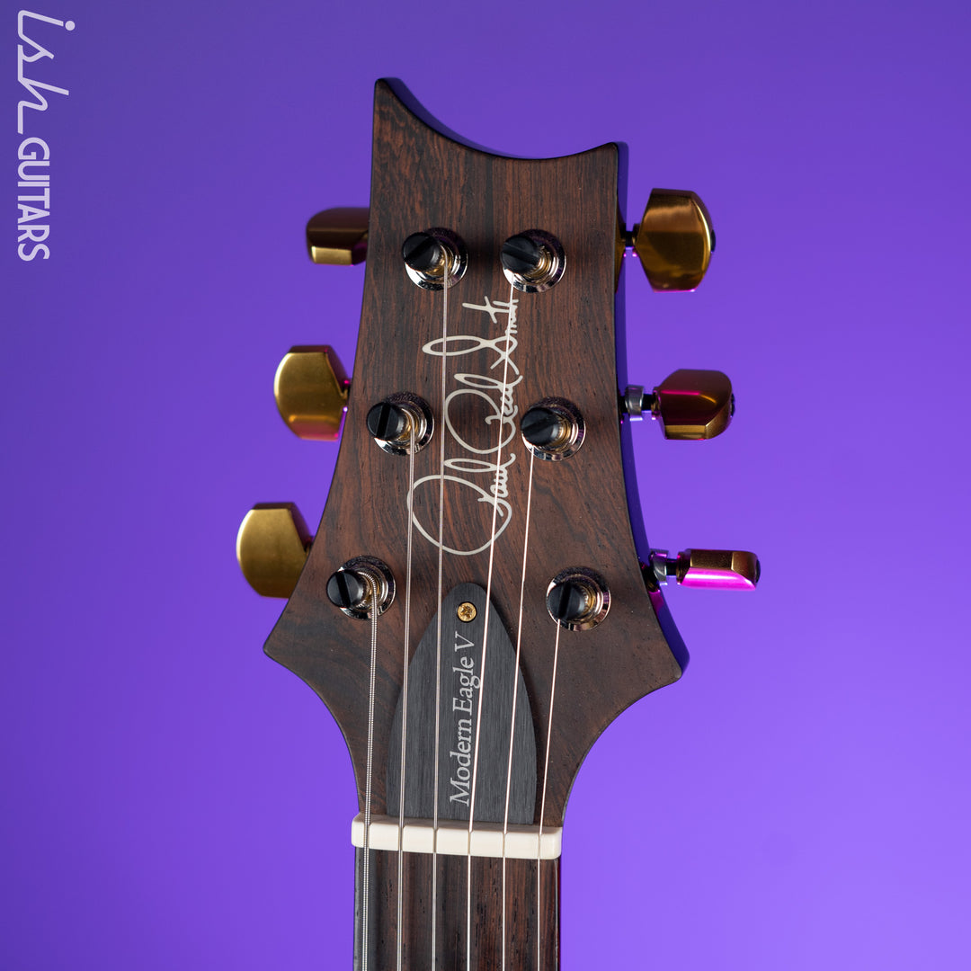 2022 PRS Wood Library Modern Eagle V 10-Top Quilt Jade Green Smoked Burst Wrap