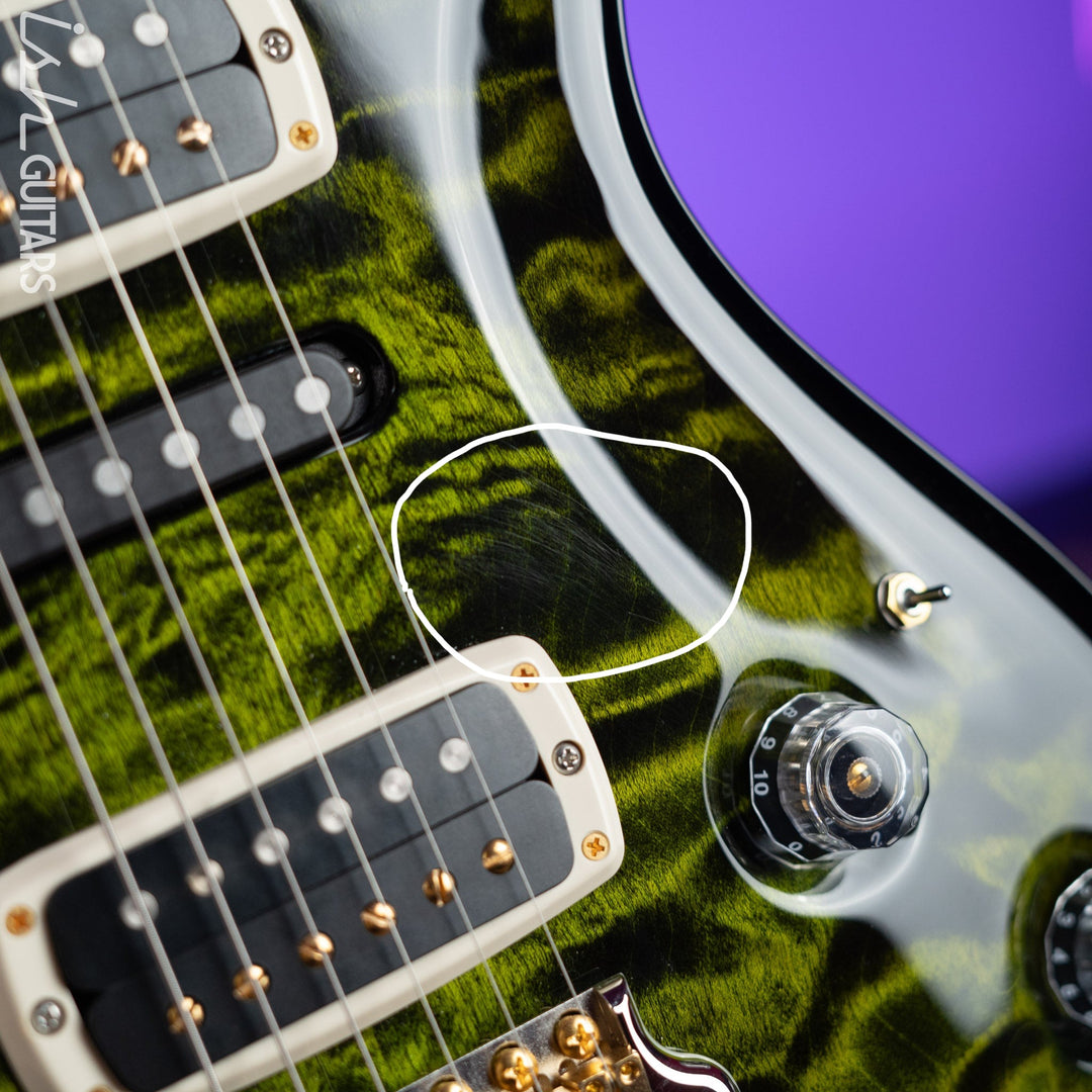 2022 PRS Wood Library Modern Eagle V 10-Top Quilt Jade Green Smoked Burst Wrap
