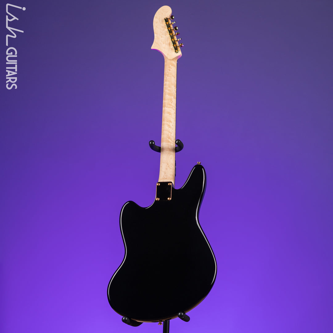 Bilt Relevator Bass VI 6-String Bass Guitar Black w/ Gold Plates