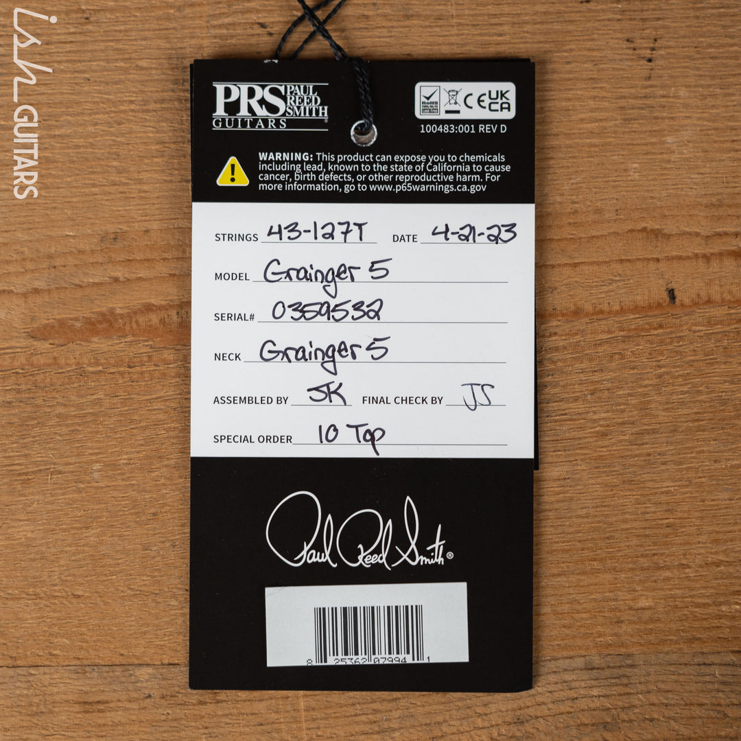 PRS Grainger 5-String Bass 10-Top Cobalt Blue