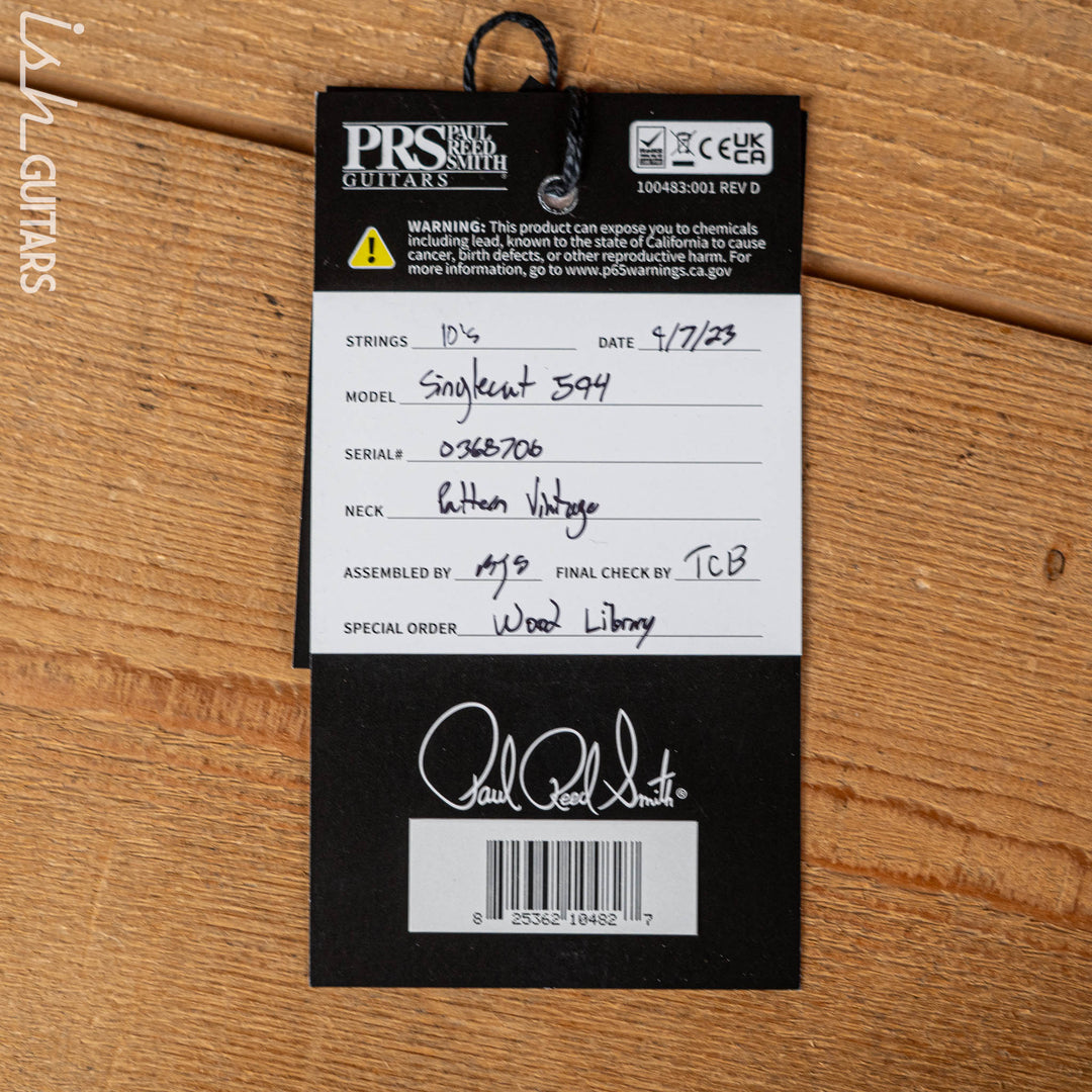 PRS McCarty 594 Singlecut Wood Library Brazilian Rosewood Fretboard Black Satin