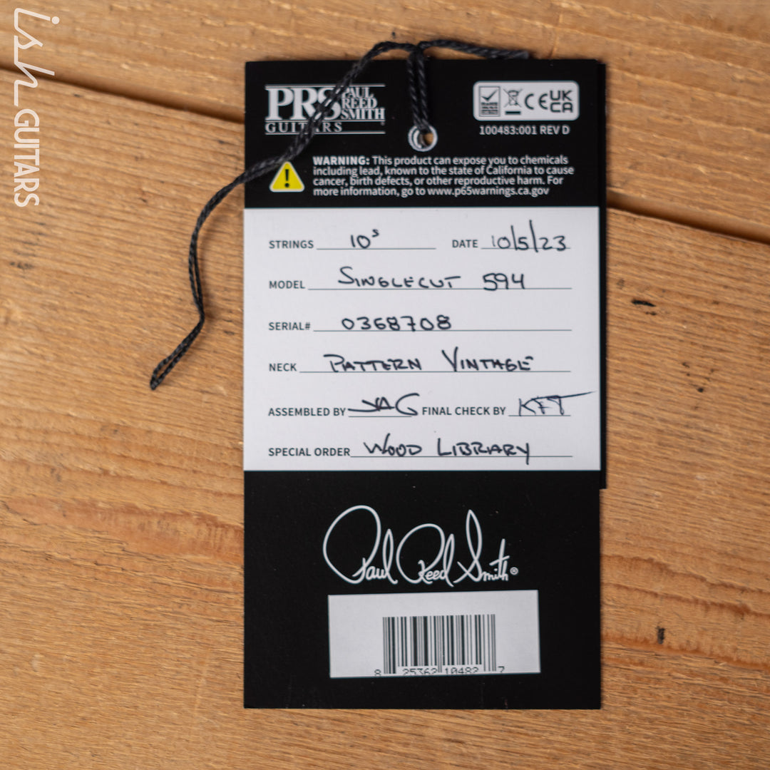 PRS McCarty 594 Singlecut Wood Library Brazilian Rosewood Fretboard Black Satin