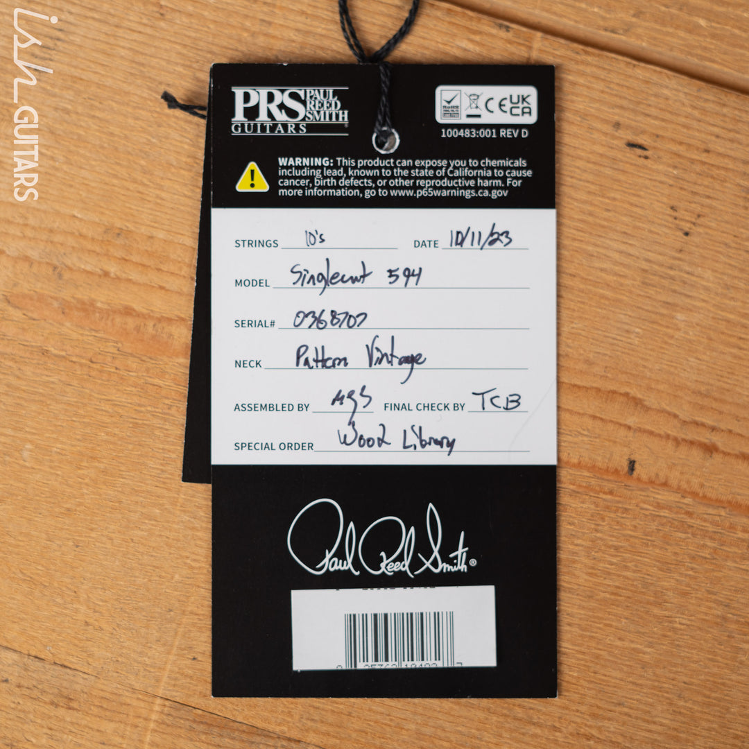 PRS McCarty 594 Singlecut Wood Library Brazilian Rosewood Fretboard Black Satin