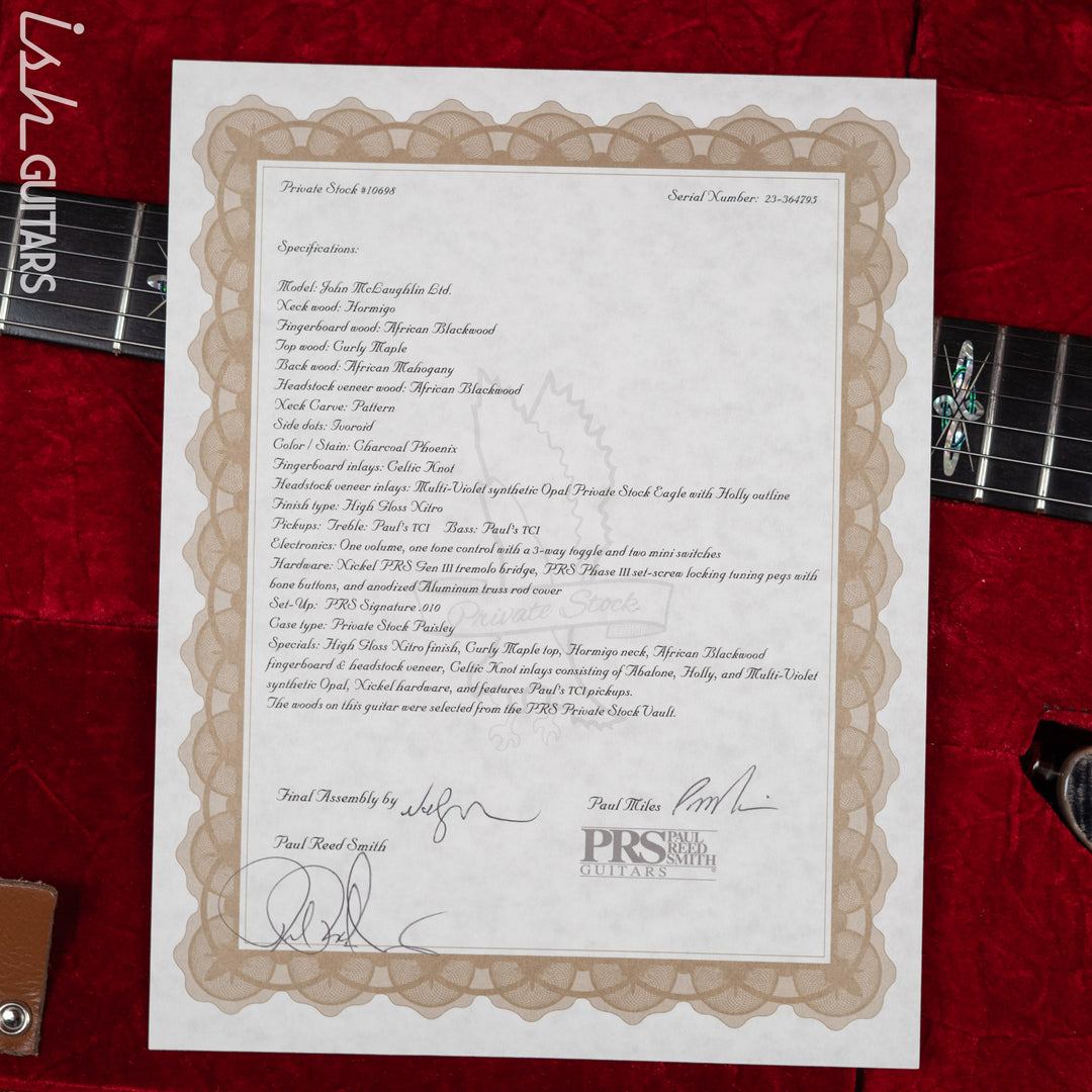 PRS Private Stock John McLaughlin Ltd. Signature Charcoal Pheonix