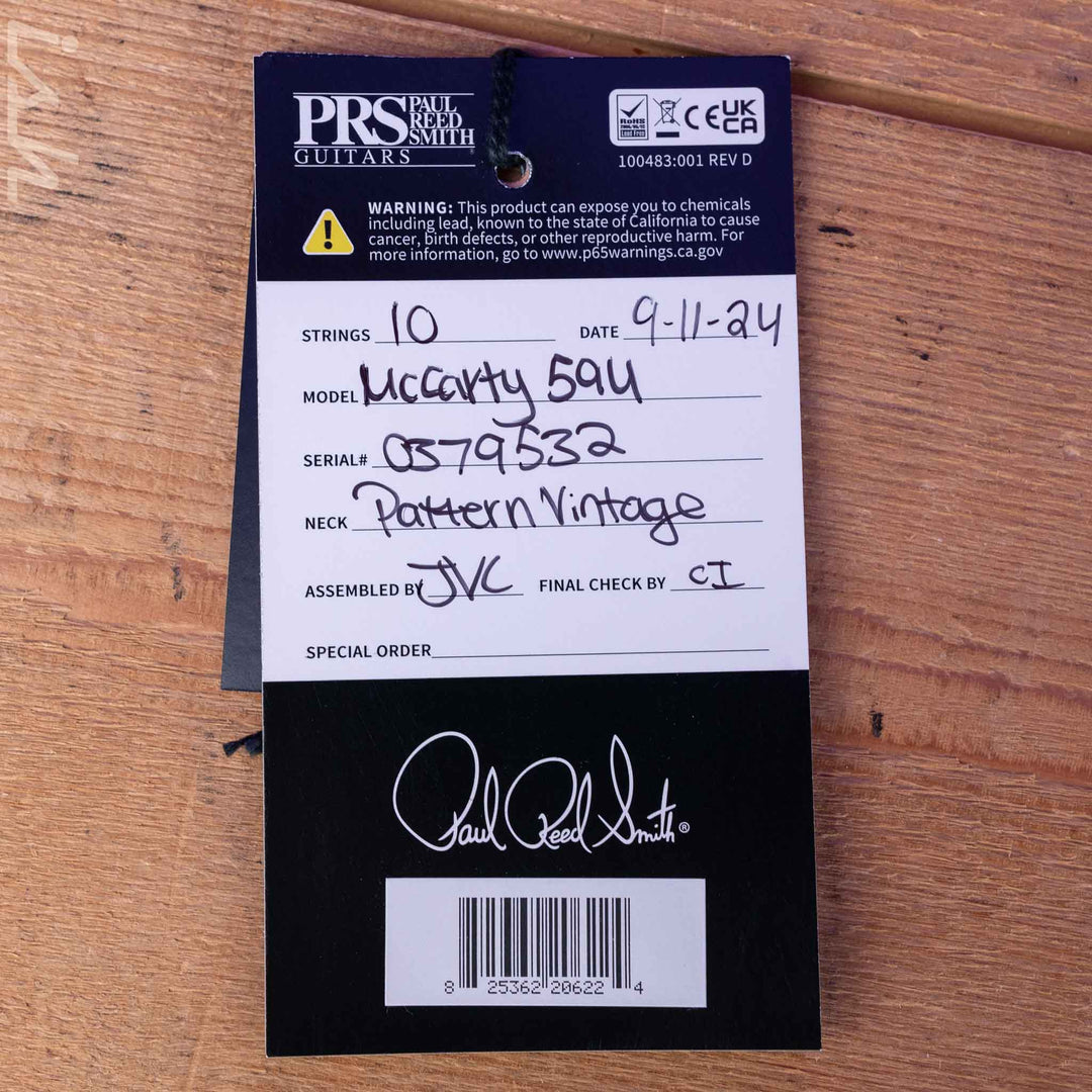 PRS McCarty 594 Wood Library 10-Top Natural w/ Black Smoked Wrap Burst