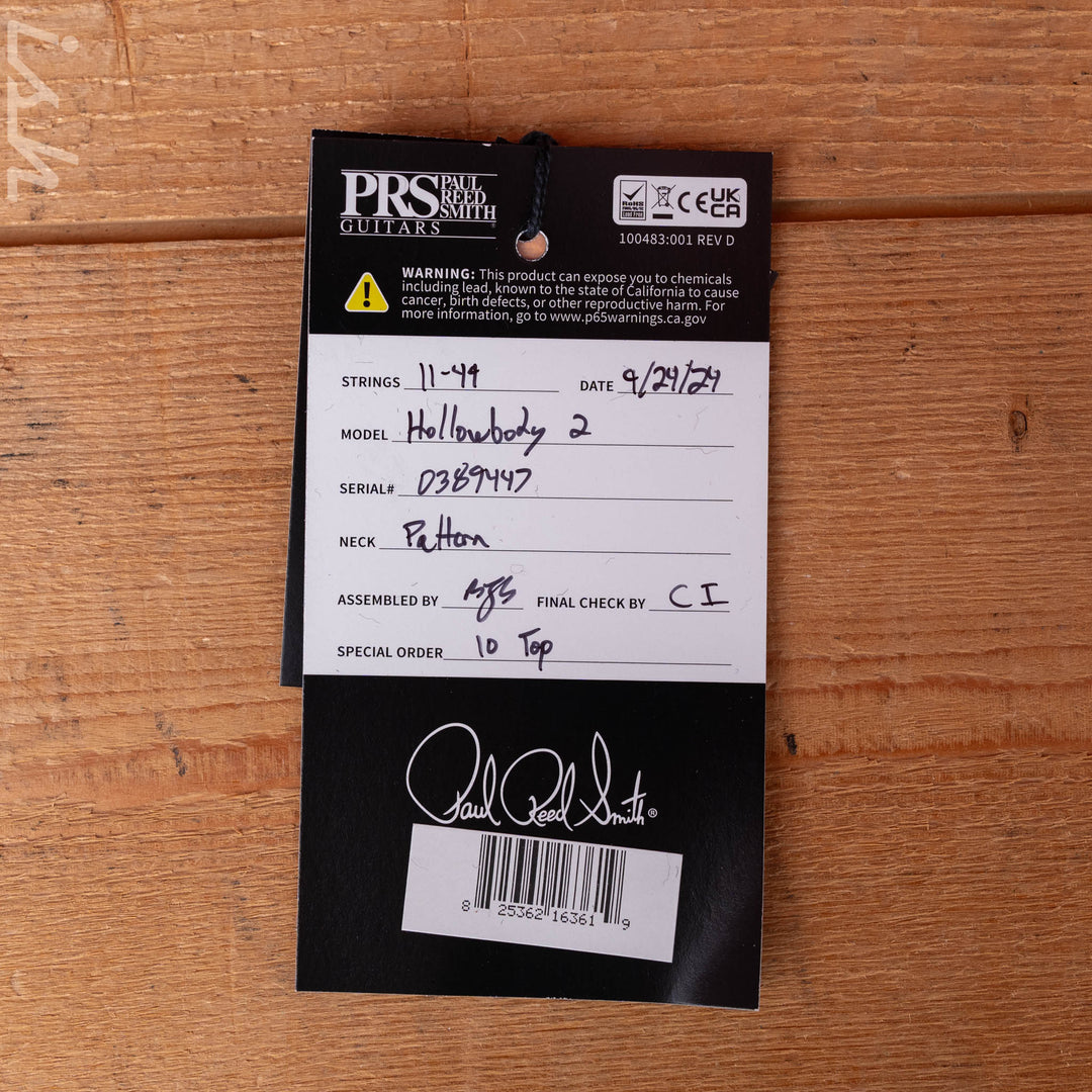 PRS Hollowbody II Piezo 10-Top Electric Guitar Charcoal Burst