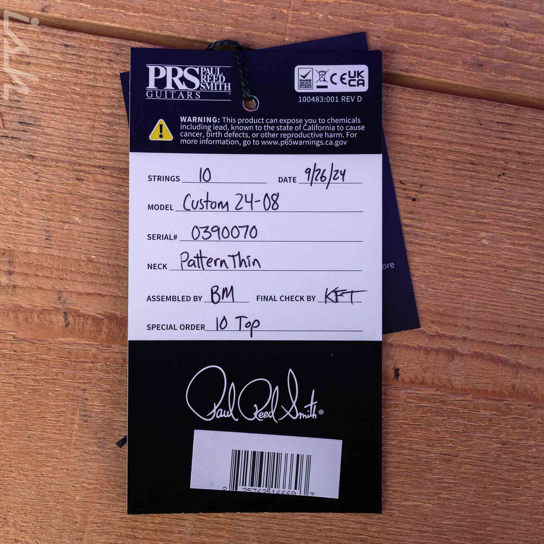PRS Custom 24-08 10-Top Black Gold Wraparound Burst