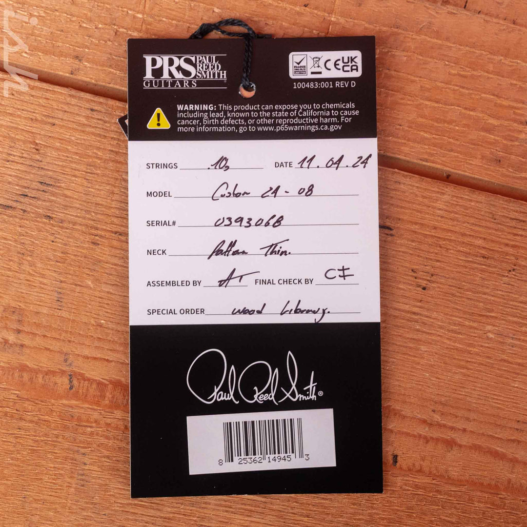 PRS Wood Library Custom 24-08 10-Top Aquableux Purple Burst