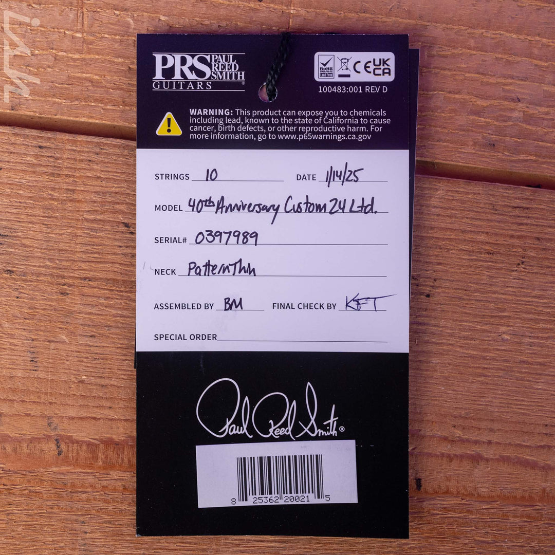 PRS Custom 24 40th Anniversary Tiger Eye