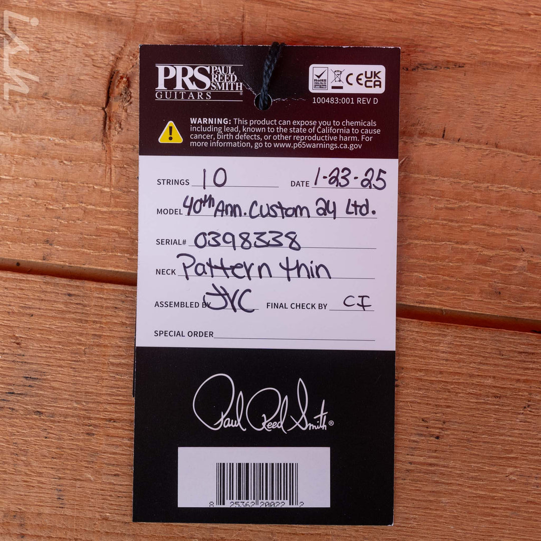 PRS 40th Anniversary Custom 24 Limited Edition Sub Zero Smokeburst Demo