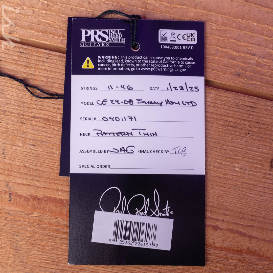 PRS CE 24-08 Swamp Ash Limited Edition Pearl White