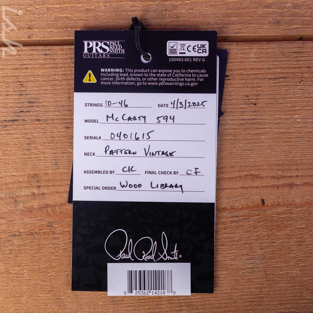 PRS Wood Library McCarty 594 Singlecut 10-Top Charcoal Burst