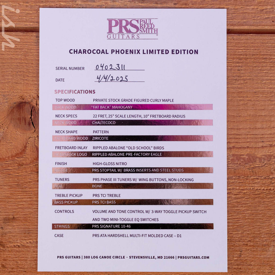 PRS 40th Anniversary Charcoal Phoenix Limited Edition