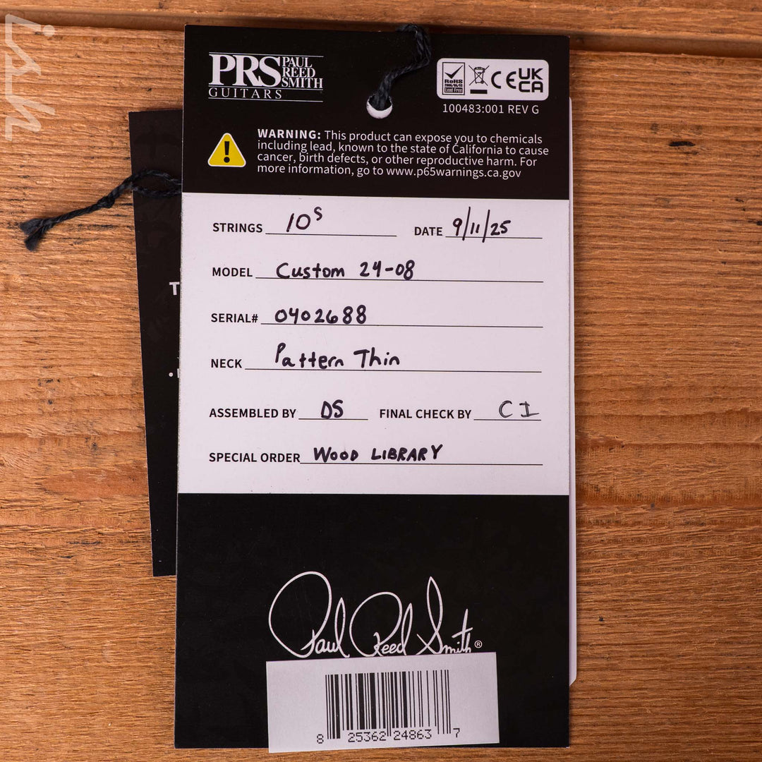 PRS Wood Library Custom 24-08 10-Top One-Piece Charcoal Satin