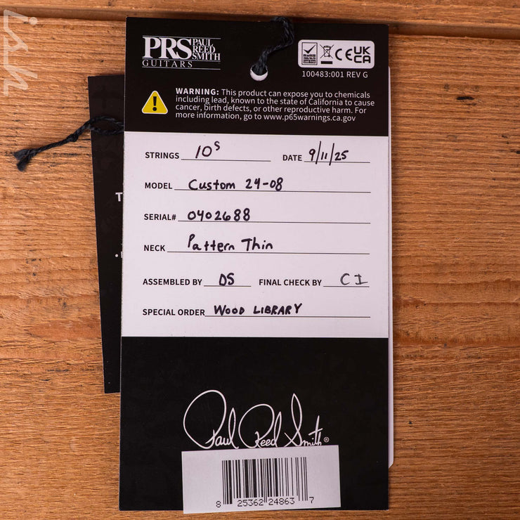 PRS Wood Library Custom 24-08 10-Top One-Piece Charcoal Satin