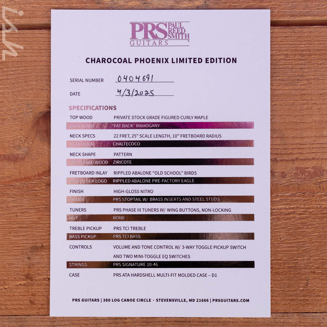 PRS 40th Anniversary Charcoal Phoenix Limited Edition