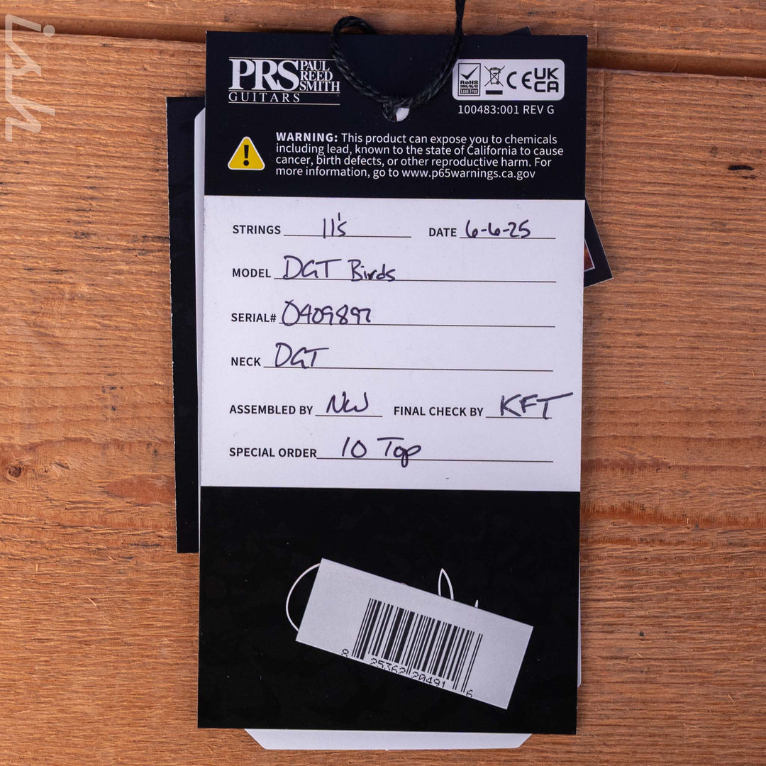 PRS DGT 10-Top Charcoal Tri-Color Burst Custom Color