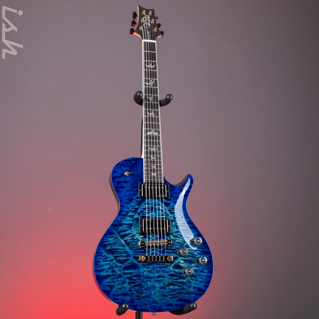 PRS Wood Library McCarty 594 Singlecut 10-Top Quilt River Blue Wrap Smokeburst