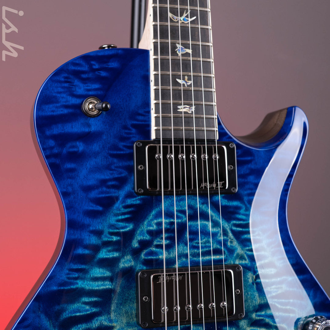 PRS Wood Library McCarty 594 Singlecut 10-Top Quilt River Blue Wrap Smokeburst