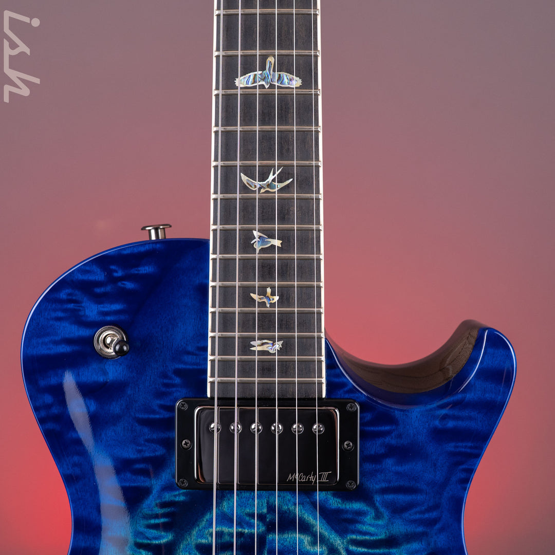 PRS Wood Library McCarty 594 Singlecut 10-Top Quilt River Blue Wrap Smokeburst