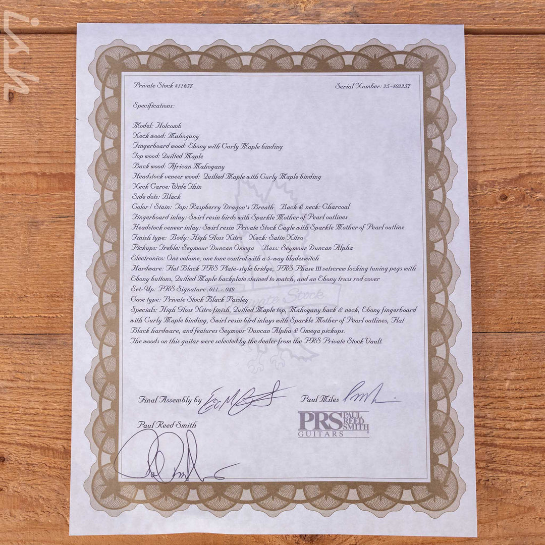 PRS Private Stock Holcomb Raspberry Dragons Breath