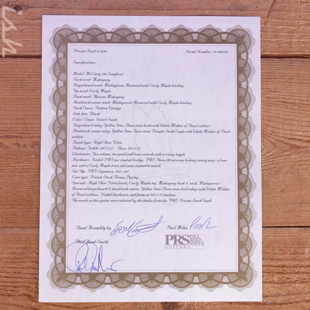 PRS Private Stock McCarty 594 Singlecut Desert Sands Demo