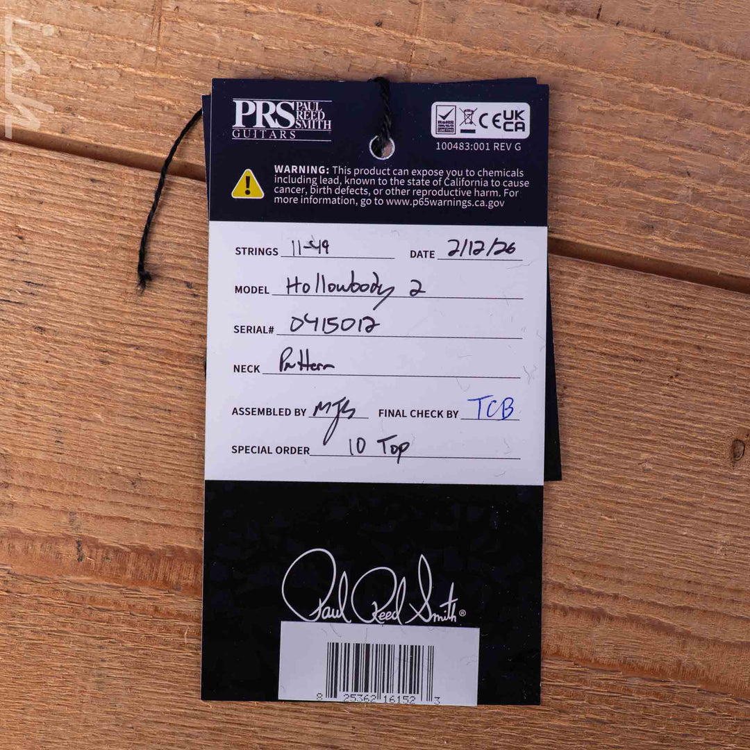 PRS Hollowbody II Piezo 10-Top Fire Red Smokeburst Custom Color