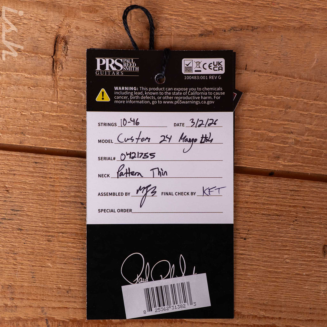 PRS Custom 24 Mango Top Limited Edition Faded Whale Blue with a Black Wrap Burst